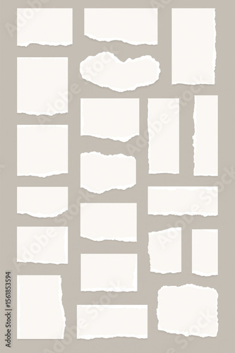  Paper  text message banner, sticky note and grunge notebook paper sheet, ripped newspaper big set of white torn page set.eps