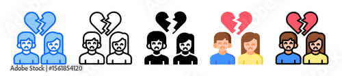 Break Up Icon Set Collection Multiple Style