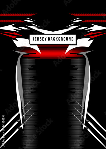 Aggressive racing jersey: black core, metallic spine, red & white speed lines scream velocity.