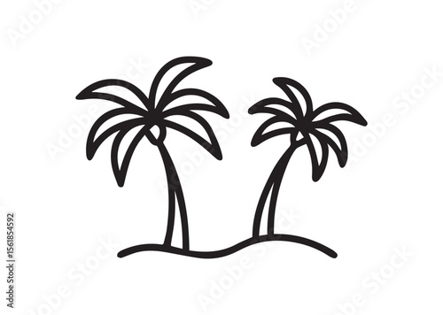 Palm tree line art vector, Palm tree icon