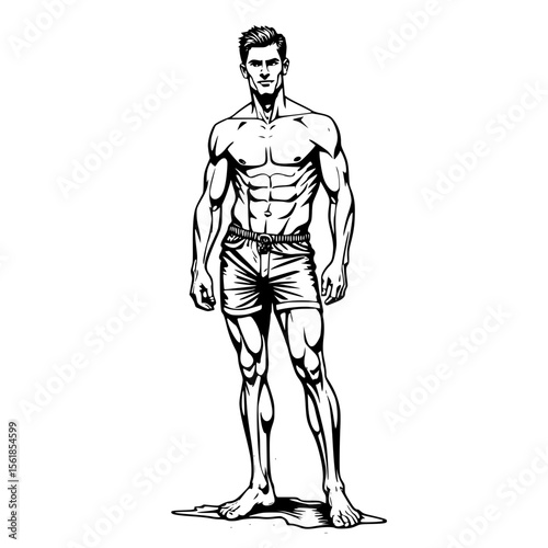 Man in Swim Suit Illustration