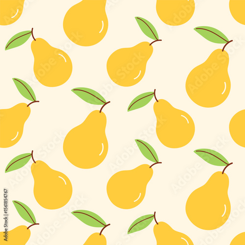 Pear cartoon fruits seamless pattern background