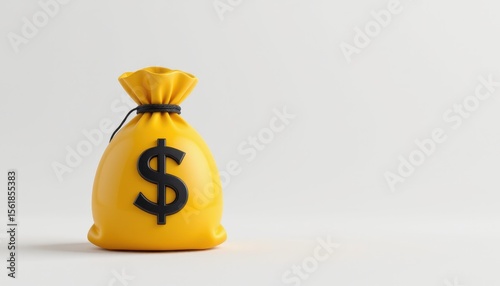 Rich and detailed photorealistic render of a money bag with a dollar sign representing wealth and financial success