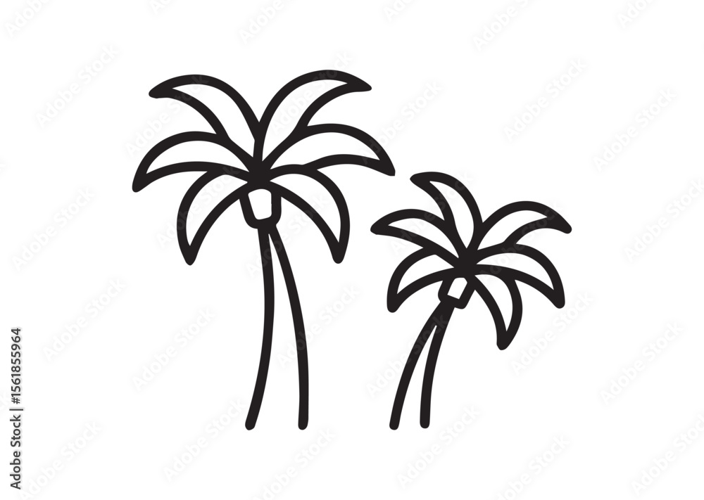 Obraz premium Palm tree line art vector, Palm tree icon