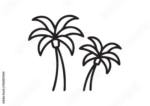 Palm tree line art vector, Palm tree icon