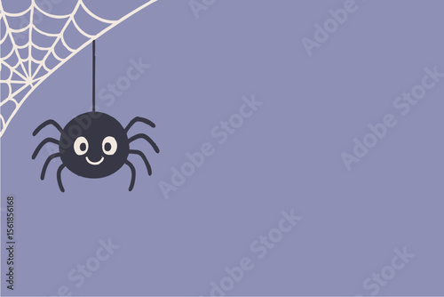 Cartoon spider hanging from a web against a pastel background, showcasing a playful design for children's artwork