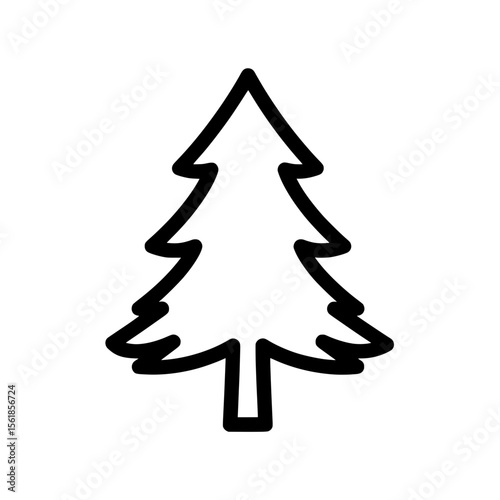 Vector outline design of a conifer tree, perfect for use as an icon, logo, or decoration. 