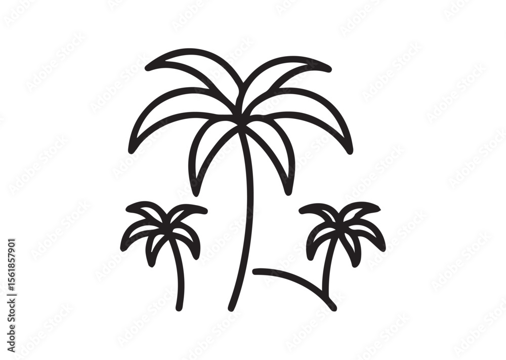 Obraz premium Palm tree line art vector, Palm tree icon