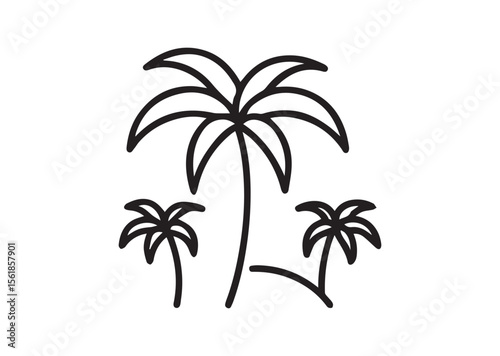 Palm tree line art vector, Palm tree icon