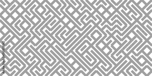 Editable seamless geometric pattern tile with white and grey background