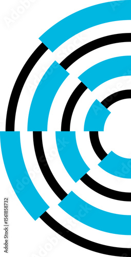 Black and blue abstract, flat geometric design.