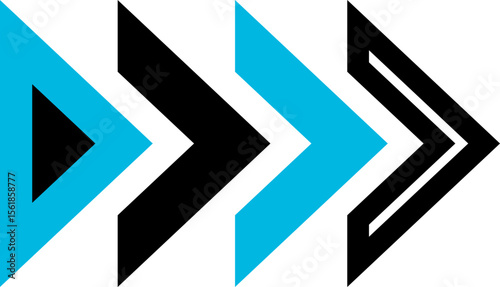 Black and blue abstract, flat geometric design.