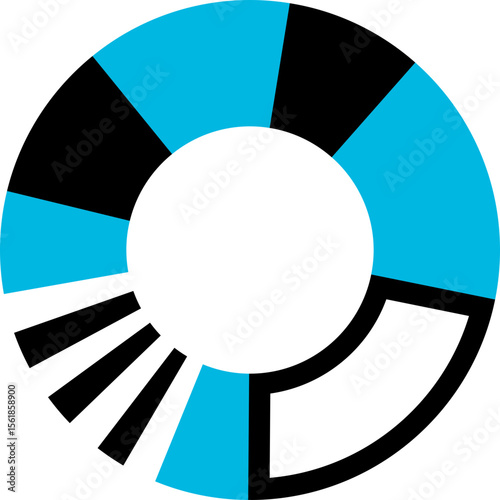 Black and blue abstract, flat geometric design.