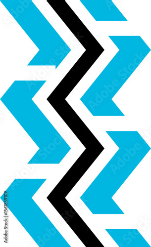 Black and blue abstract, flat geometric design.
