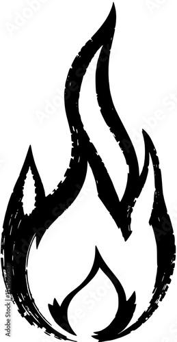 Rough Black Brush Stroke Style Fire Flame Symbol
