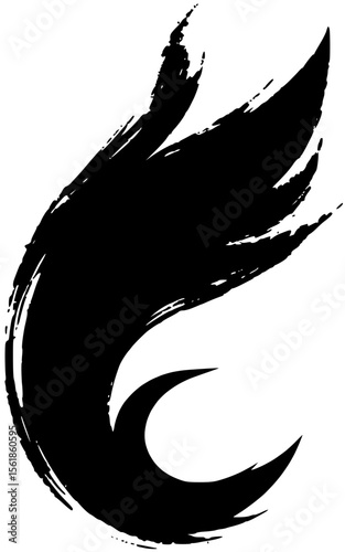 Abstract Ink Brushstroke Phoenix Bird Design