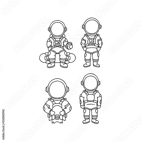 Cartoon Astronauts with Skateboards