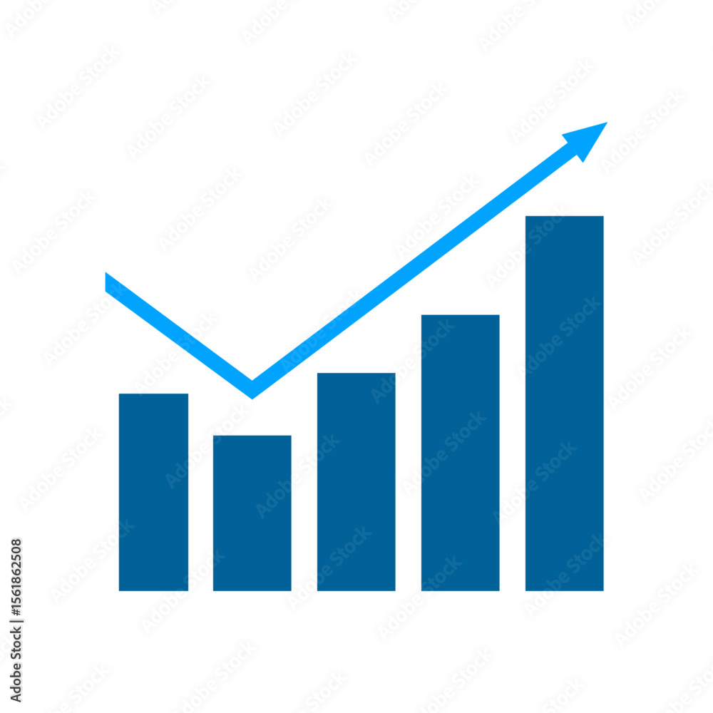 Fototapeta premium Growing Graph Icons Vector. Chart Sign, Diagram Symbol, Business Growth, Progress, and Success Icon Set. Flat Vector Illustration Isolated.