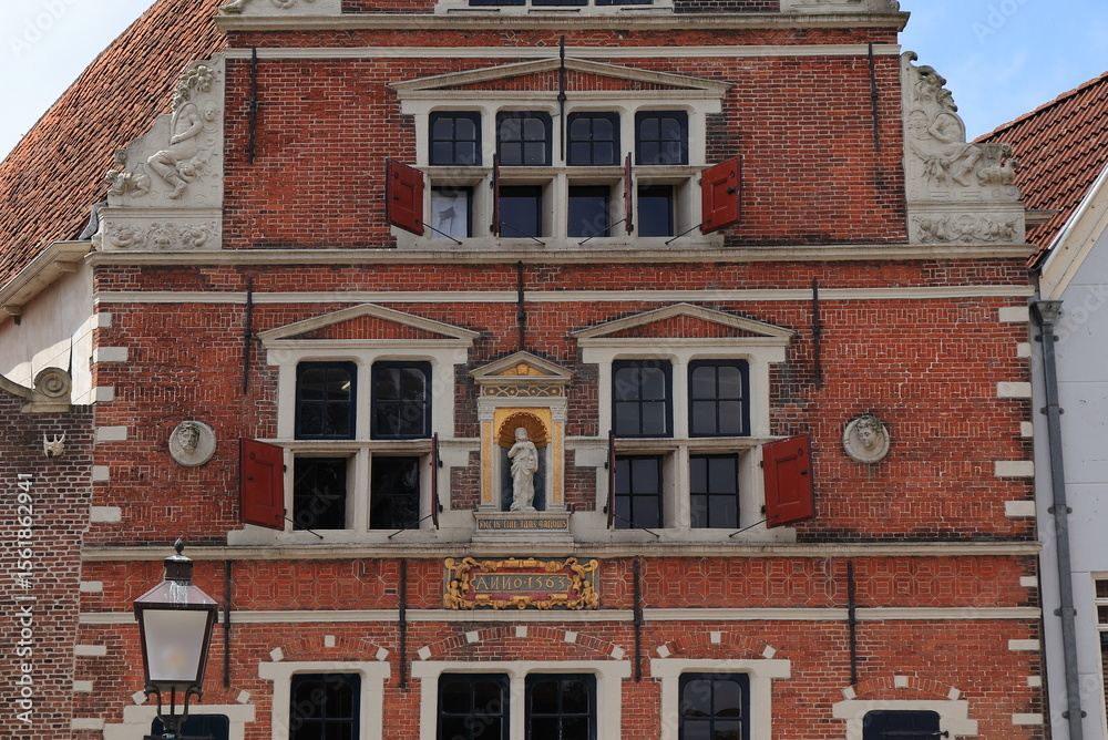 Obraz premium Historic Boterhal Building Facade Close Up in Hoorn, Netherlands