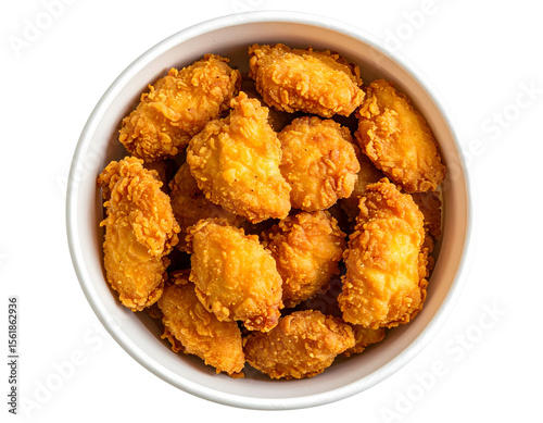 Top View of Chicken Nuggets in Takeaway Paper Bowl with Liner, isolated on transparent background