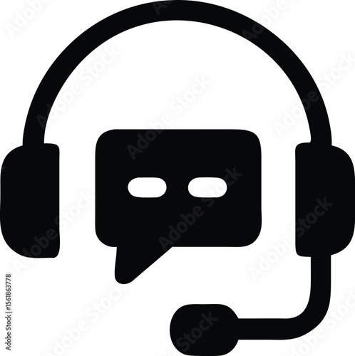 Call Center Support Headset And Chat Bubble
