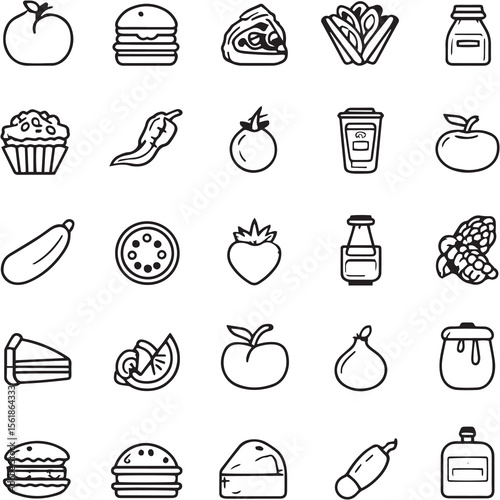 Food Black Line Editable Icons set