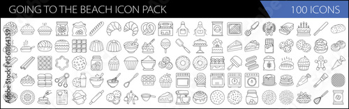 "Beach Vacation Icon Pack – Summer, Travel, Holiday Line Icons