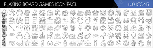 one hundred Strategy & Family Game Line Icons