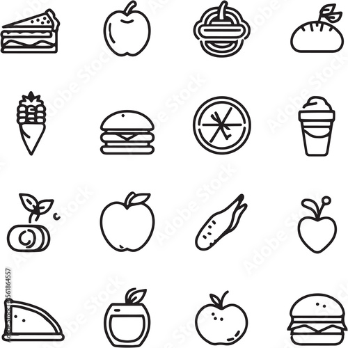 Food Black Line Editable Icons set