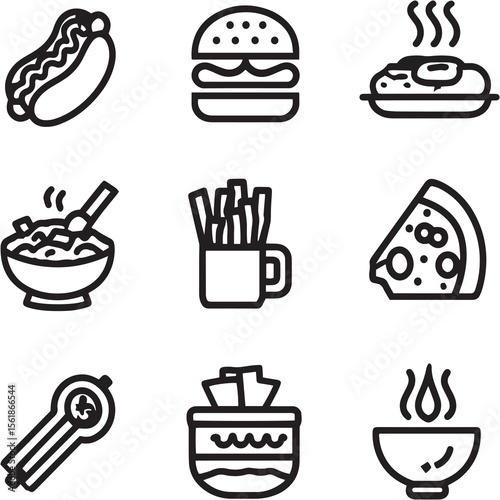 Food Black Line Editable Icons set
