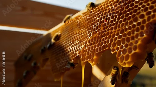 Honeycomb with bees