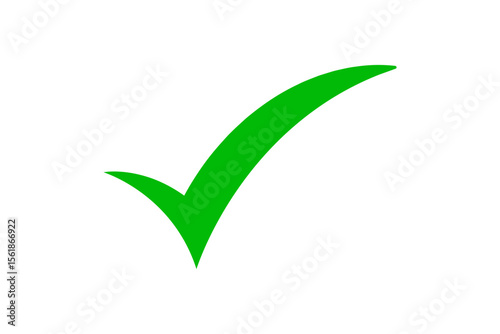 Bright green check mark symbol isolated on a transparent background for approval and success isolated on transparent background