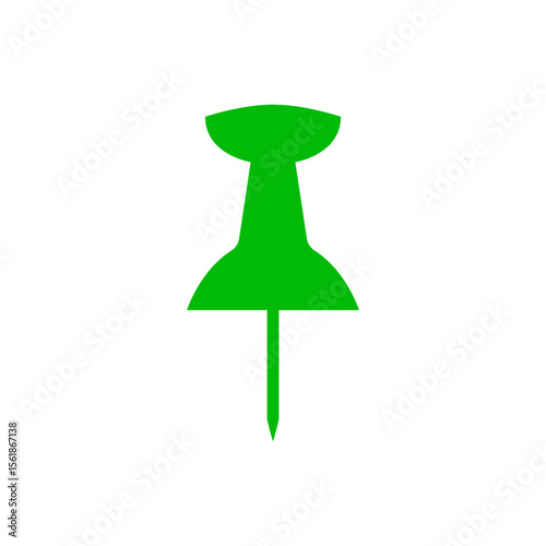 A simple green thumbtack icon isolated on transparent background