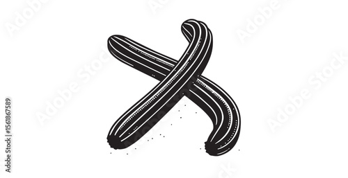 Stylized black and white illustration of crossed zucchini silhouette