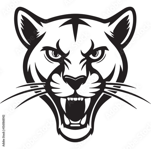 panther head silhoutte illustration in white backraund