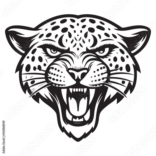 Tiger head vector illustration with wildcat tattoo style design