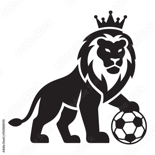 Lion playing with soccer ball cartoon vector illustration
