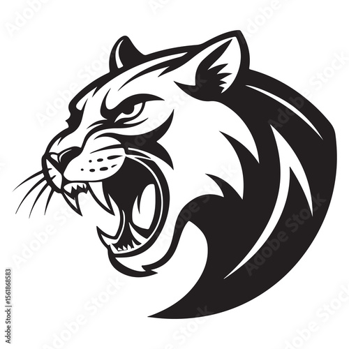 panther head vector illustration wild animal tattoo style design