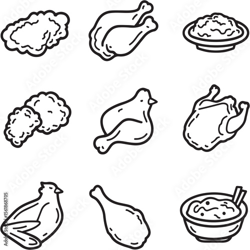 Food Black Line Editable Icons set