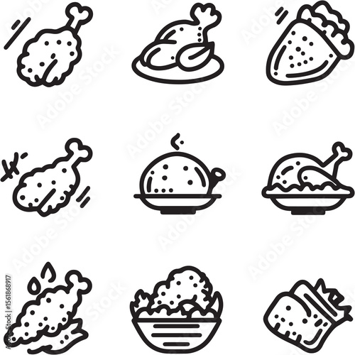 Food Black Line Editable Icons set