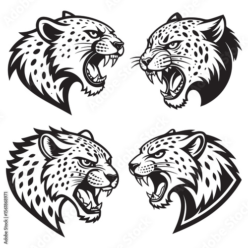 Vector illustration of a cheta head silhouette in a bold and wild style