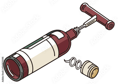 Wine bottle mockup with cork – vector illustration of wine bottle with cork stopper