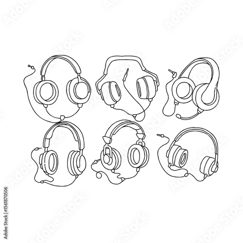 Headphones in various positions