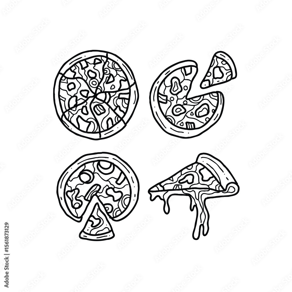 Fototapeta premium Pizza doodles