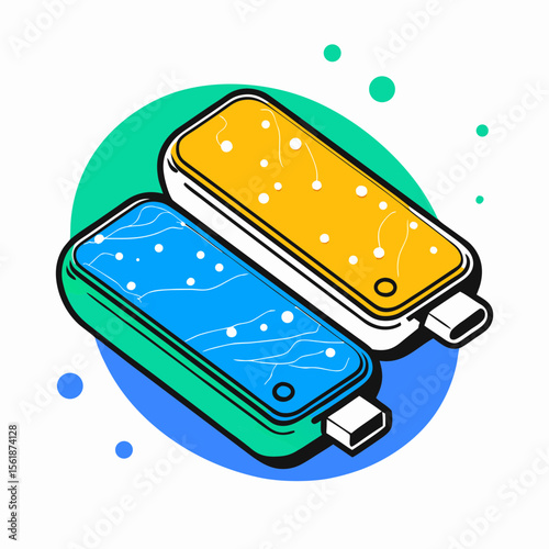 Power Banks for Digital Nomad Kids, Colorful Design with Modern Style, Perfect for Travel and Remote Learning Blogs, Technology Awareness, and Gadget Reviews  