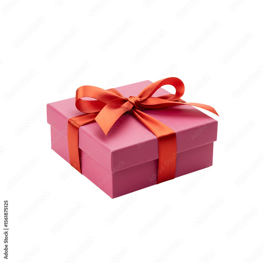 Obraz premium Elegant gift box with satin ribbon bow, isolated on white background—perfect for birthdays, holidays, weddings, surprises, celebrations, festive packaging, and seasonal promotions.