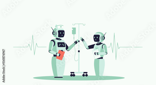 Artificial Intelligence Nurses Providing Healthcare Assistance With Advanced Technology