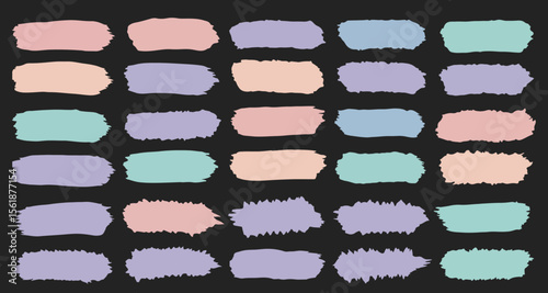 Pastel Brush Strokes Collection: A diverse set of pastel brush strokes in various shades, ideal for adding a touch of artistry and texture to your design projects.