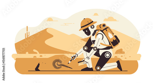 Autonomous Expedition Robot Unearthing Fossils in Desert Environment