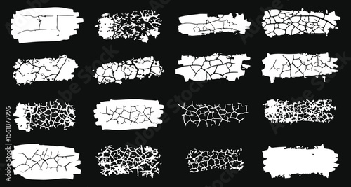 Texture Patterns on dark Background: A collection of various textured patterns that create a sense of depth, with each stroke featuring its unique and intriguing intricate cracks.
